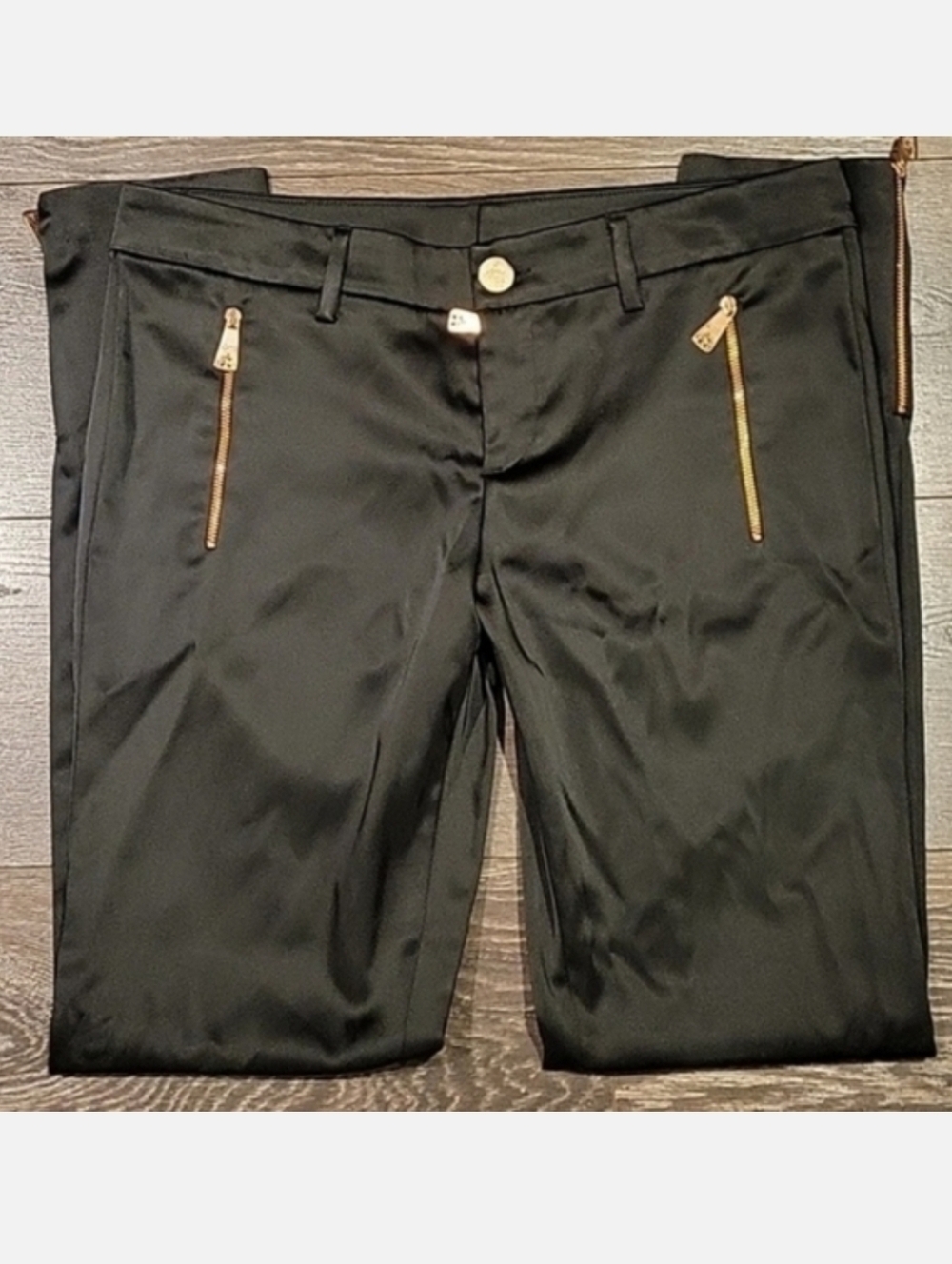 ❤️ FRANKIE MORELLO MILAN STRETCH SATIN ZIP HEM SKINNY PANTS / TROUSERS, 8 (29)